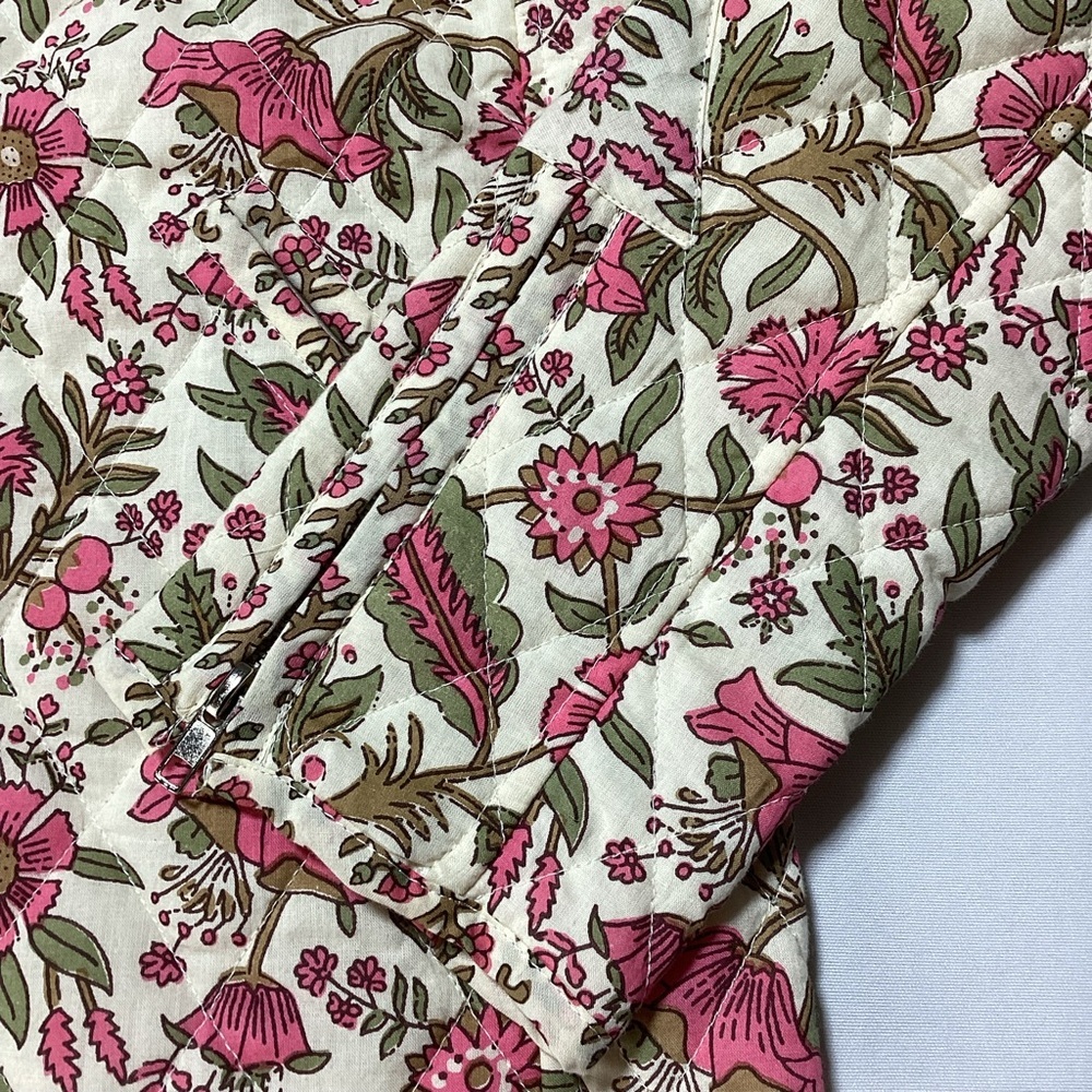 Anthropologie dRA Floral quilted Pink and Cream Women's Jacket - Picture 9 of 15